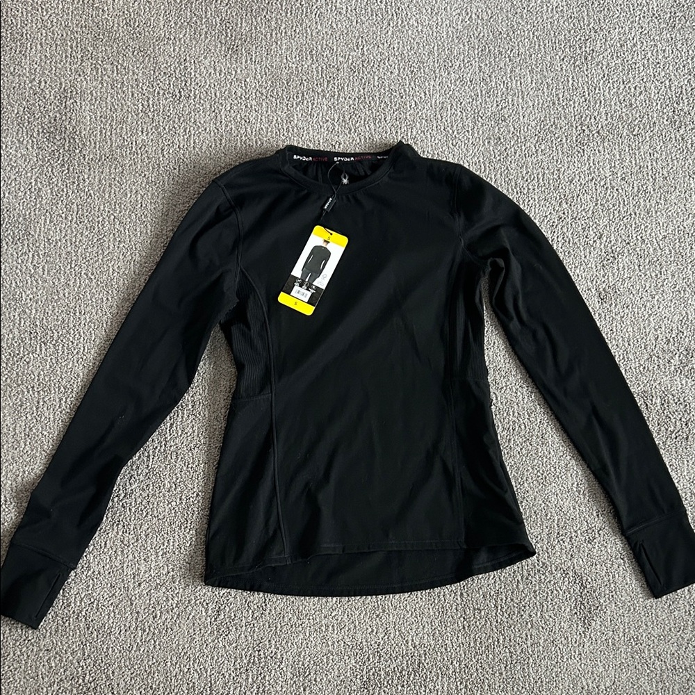 Spyder Active Women’s Crewneck Black Long Sleeve Ribbed Side Athletic Top